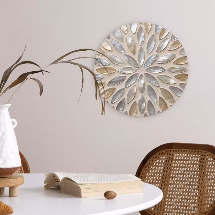 Patroon - Ovaal - Glanzend - Abstract - Beige Wandcirkel kunststof plaat 5mm dik klein -sfeer4