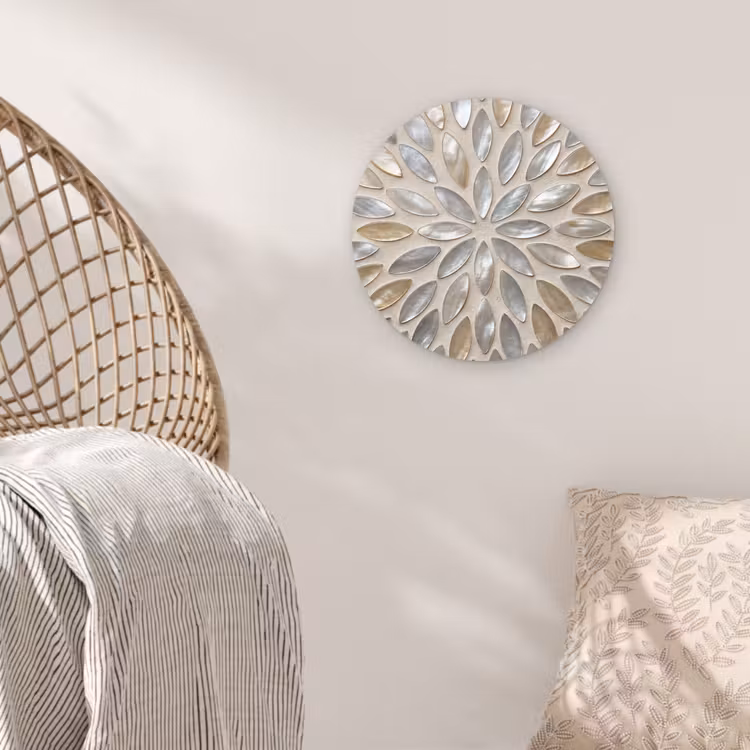 Patroon - Ovaal - Glanzend - Abstract - Beige Wandcirkel kunststof plaat 5mm dik klein -sfeer5
