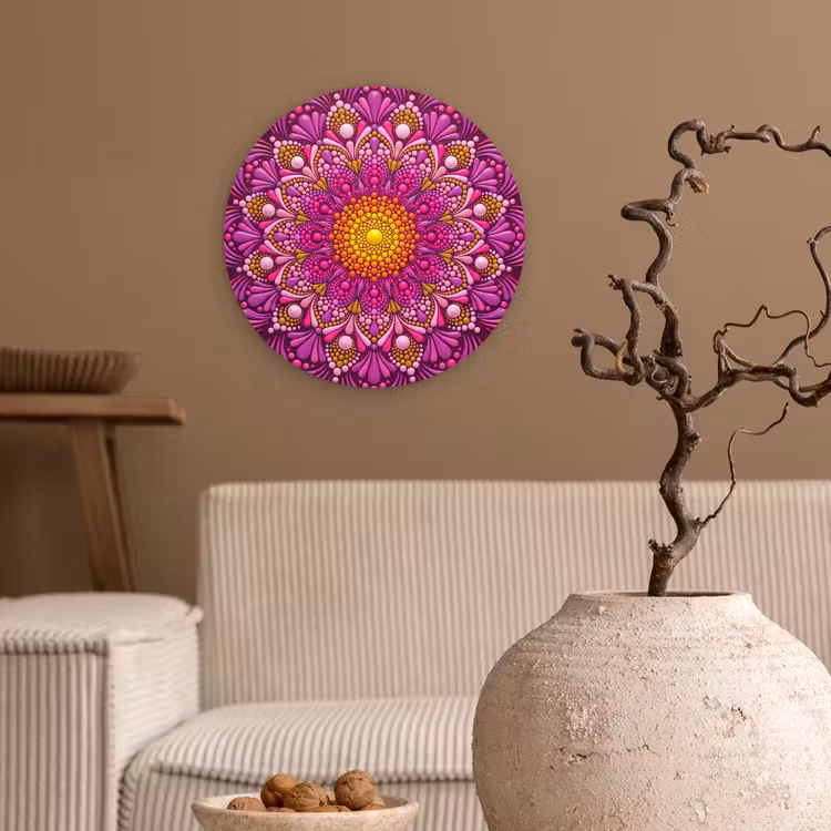Patroon - Stippen - Abstract - Kleurrijk Wandcirkel kunststof plaat 5mm dik klein -sfeer1
