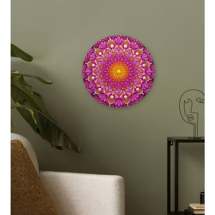 Patroon - Stippen - Abstract - Kleurrijk Wandcirkel kunststof plaat 5mm dik klein -sfeer3