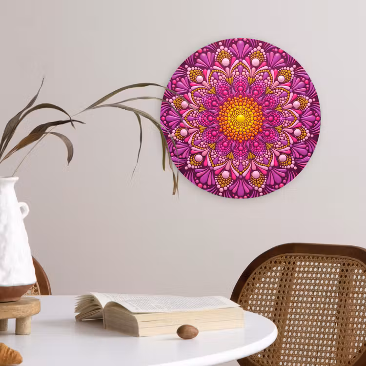 Patroon - Stippen - Abstract - Kleurrijk Wandcirkel kunststof plaat 5mm dik klein -sfeer4