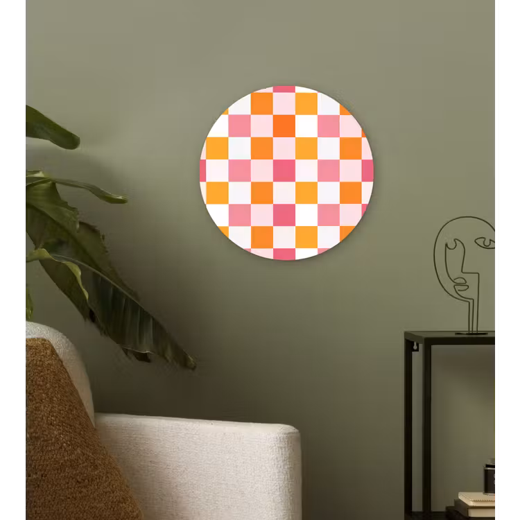 Patroon - Vierkant - Roze Wandcirkel kunststof plaat 5mm dik klein 188 -sfeer3