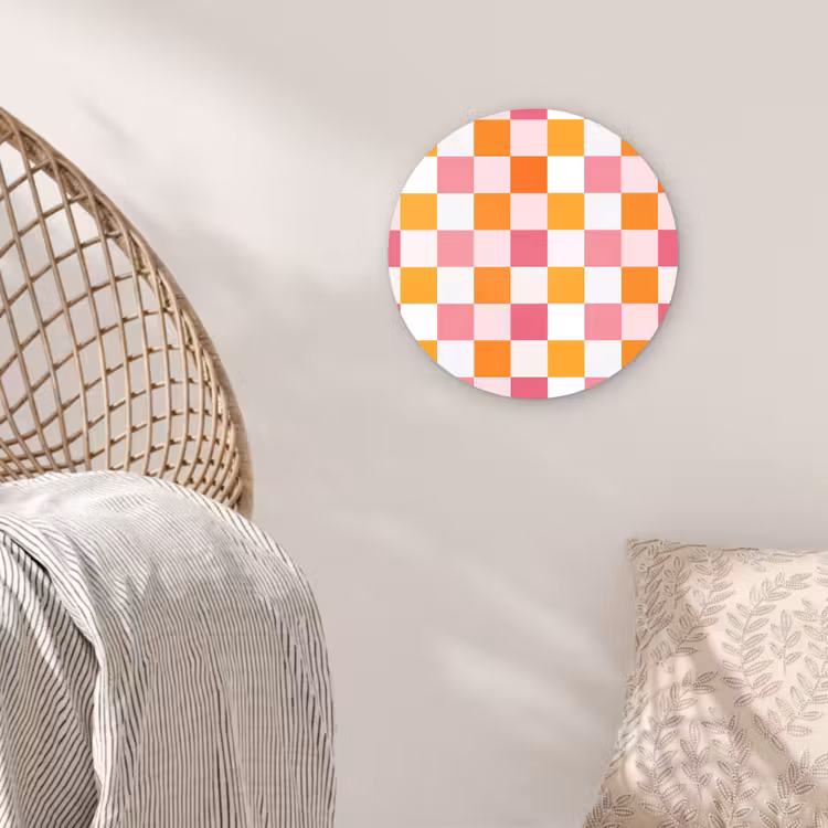 Patroon - Vierkant - Roze Wandcirkel kunststof plaat 5mm dik klein 188 -sfeer5