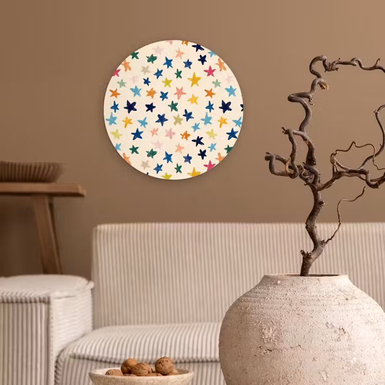 Patroon - Sterren - Kleurrijk Wandcirkel kunststof plaat 5mm dik klein 188 -sfeer1