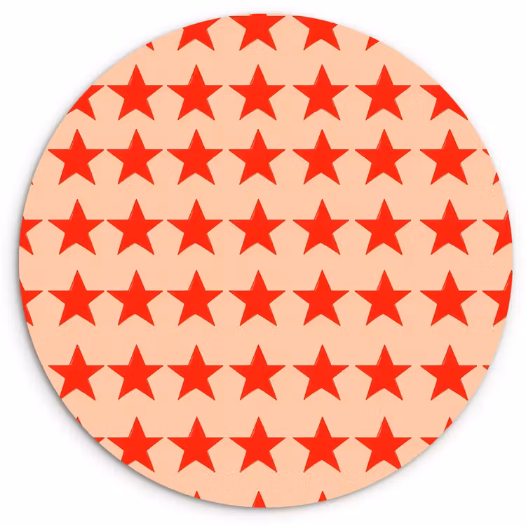 Patroon - Sterren - Rood Wandcirkel kunststof plaat 5mm dik klein 188 -3d