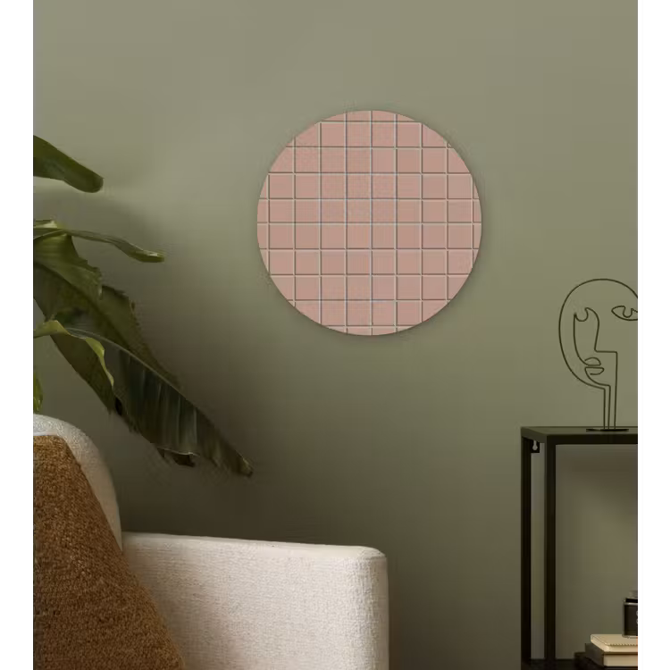 Patroon - Tegel - Oudroze Wandcirkel kunststof plaat 5mm dik klein 188 -sfeer3