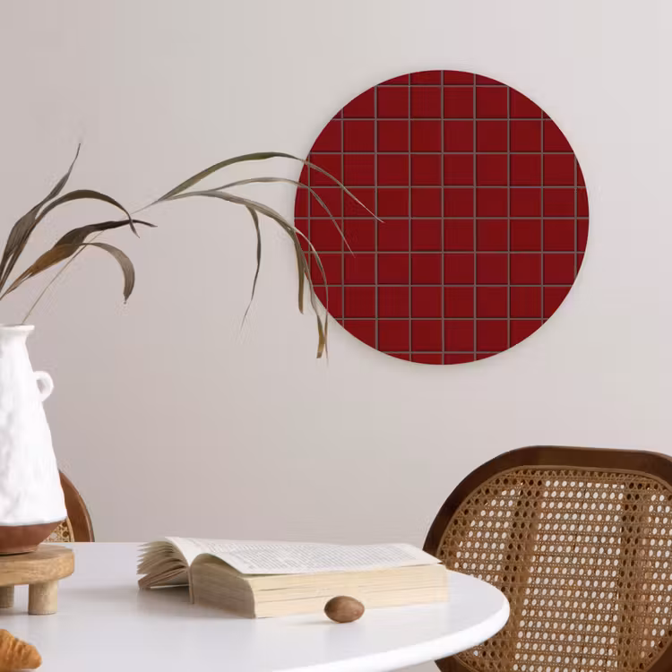 Patroon - Tegels - Burgundy Wandcirkel kunststof plaat 5mm dik klein 188 -sfeer4