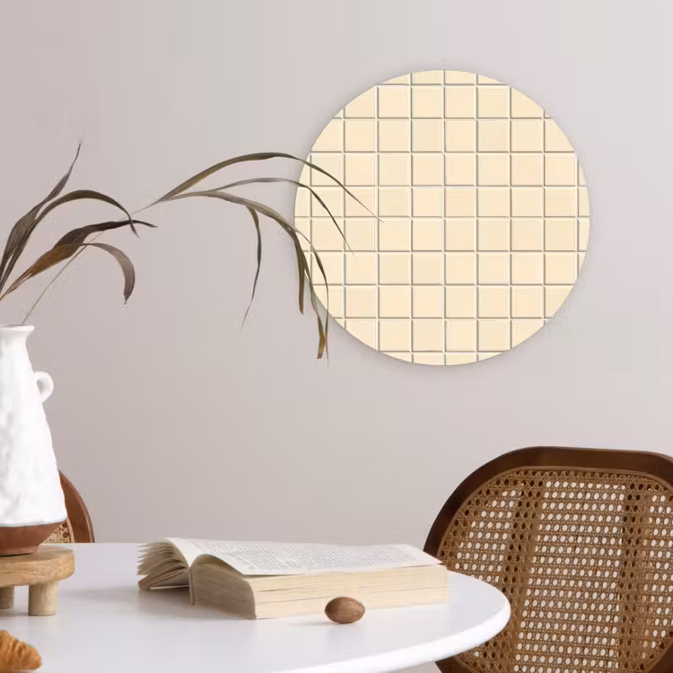 Patroon - Tegels - Gebroken - Wit Wandcirkel kunststof plaat 5mm dik klein 188 -sfeer4
