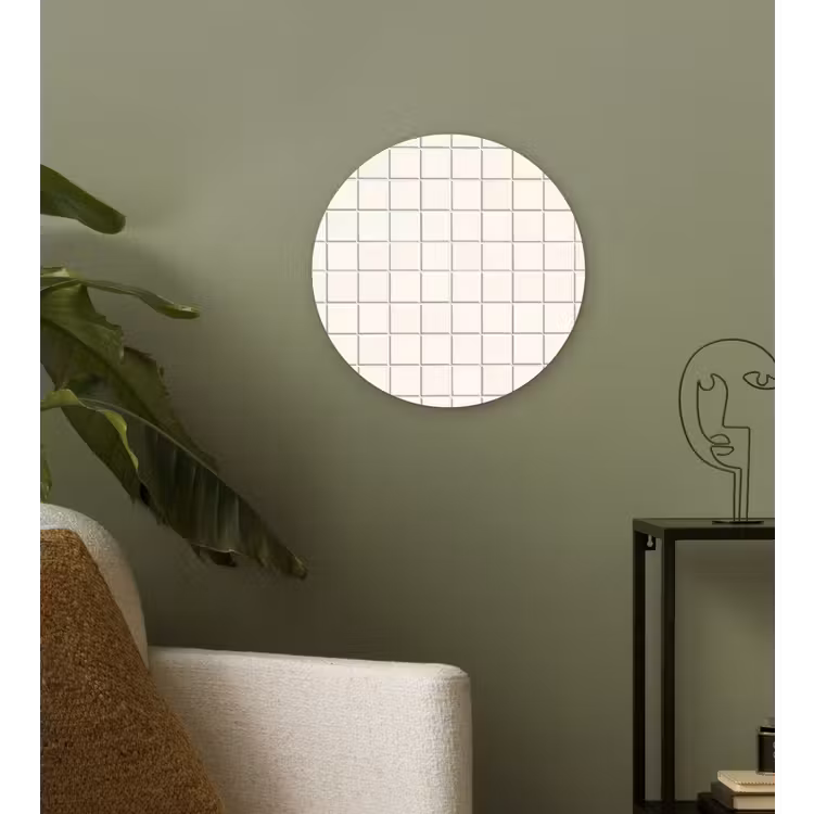 Patroon - Tegels - Wit Wandcirkel kunststof plaat 5mm dik klein 188 -sfeer3
