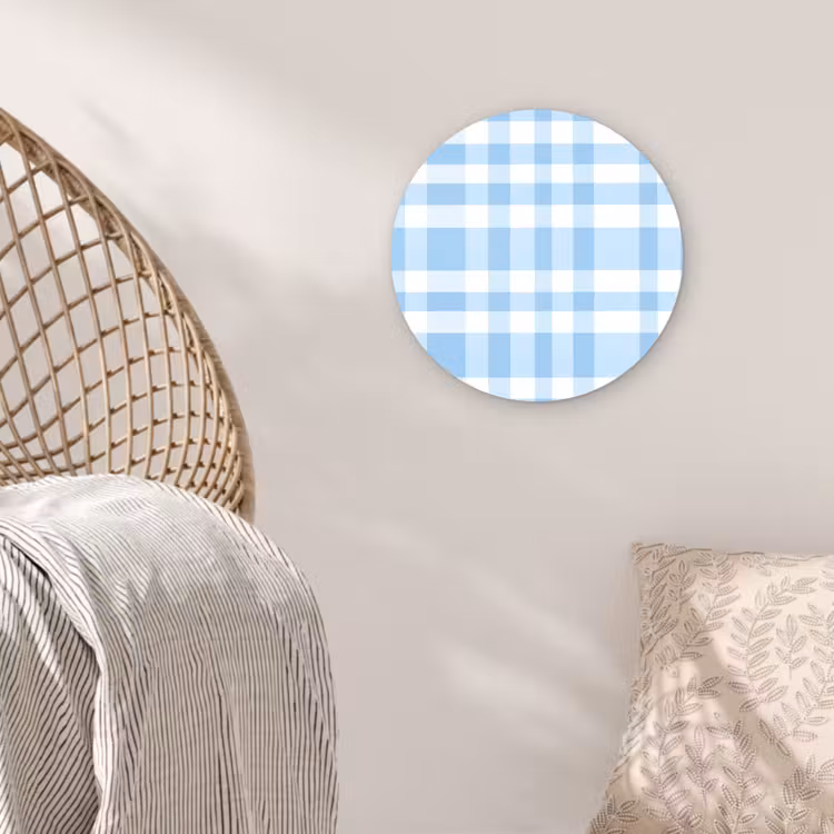 Ruit - Patroon - Blauw Wandcirkel kunststof plaat 5mm dik klein 188 -sfeer5