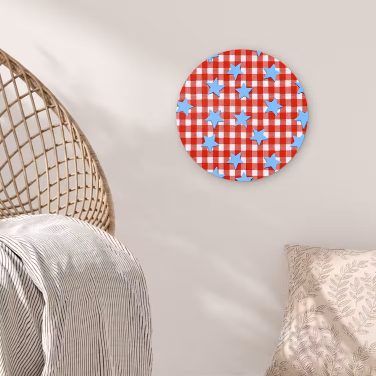 Ruit - Sterren - Rood Wandcirkel kunststof plaat 5mm dik klein 188 -sfeer5