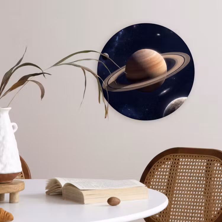 Planeten - Saturnus - Ruimte Wandcirkel kunststof plaat 5mm dik klein -sfeer4