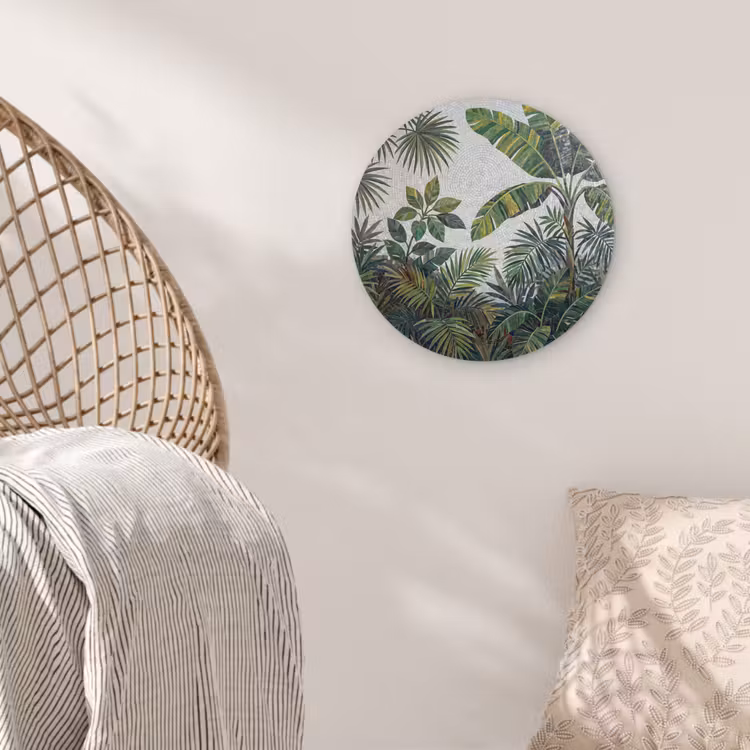 Planten - Tropisch - Mozaïek - Groen - Natuur Wandcirkel kunststof plaat 5mm dik klein -sfeer5
