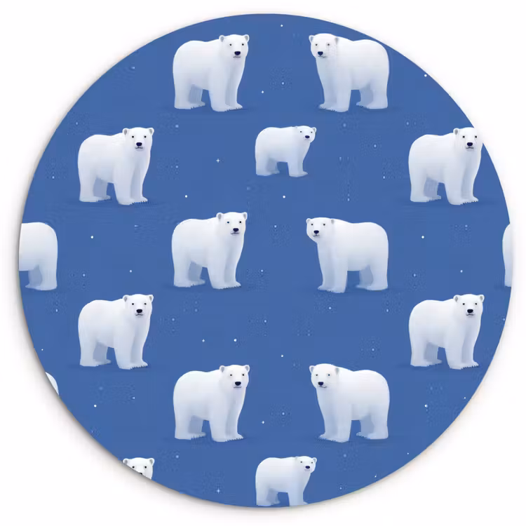 IJsbeer - Patroon - Blauw Wandcirkel kunststof plaat 5mm dik klein 188 -3d