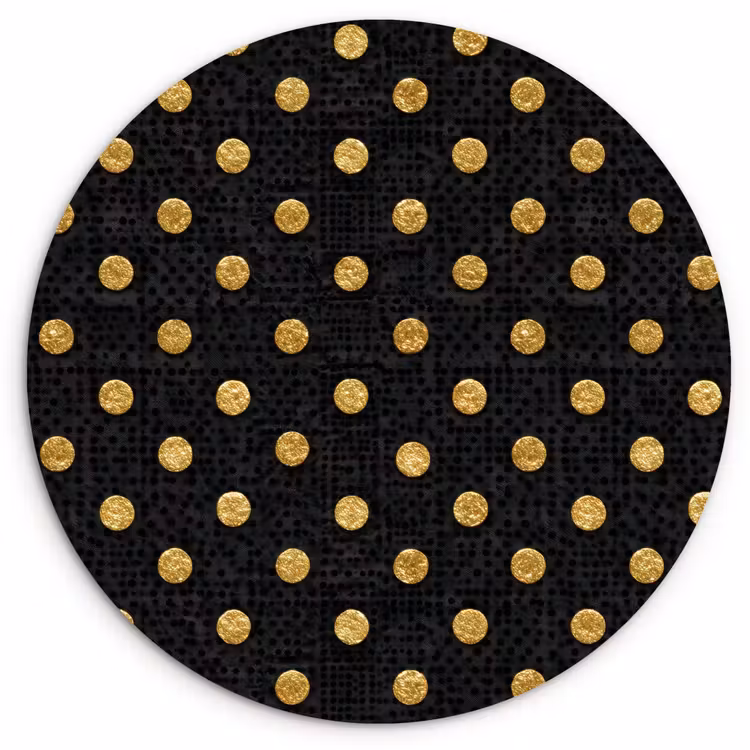 Polka Dot - Stippen - Goud - Zwart Wandcirkel kunststof plaat 5mm dik klein 188 -3d