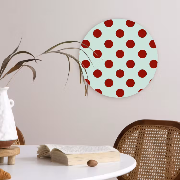 Polka - Dots - Rood Wandcirkel kunststof plaat 5mm dik klein 188 -sfeer4