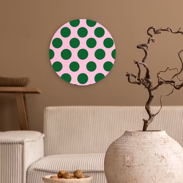 Polkadots - Patroon - Groen Wandcirkel kunststof plaat 5mm dik klein 188 -sfeer1