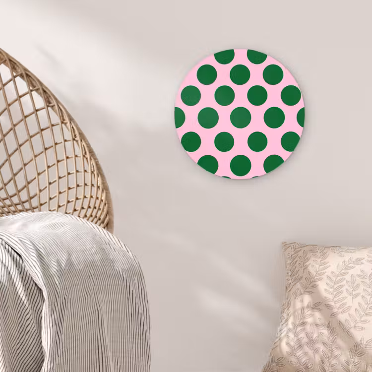 Polkadots - Patroon - Groen Wandcirkel kunststof plaat 5mm dik klein 188 -sfeer5
