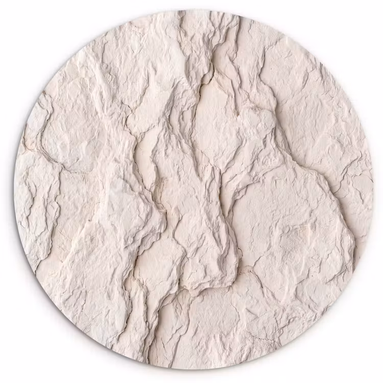 Rots - Structuur - Natuur - Beige - Abstract Wandcirkel kunststof plaat 5mm dik klein -3d