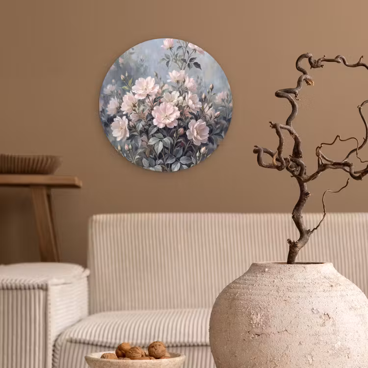 Rozen - Illustratie - Roze Wandcirkel kunststof plaat 5mm dik klein -sfeer1