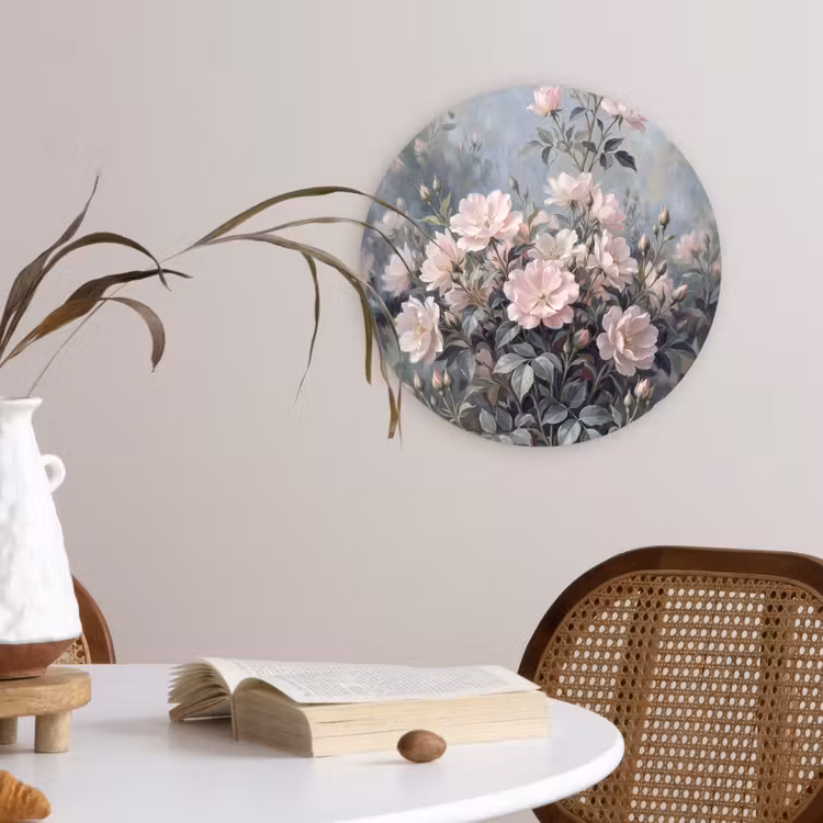 Rozen - Illustratie - Roze Wandcirkel kunststof plaat 5mm dik klein -sfeer4