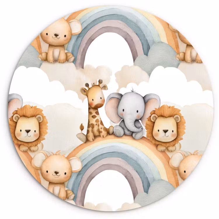 Safari - Regenboog - Kleurrijk Wandcirkel kunststof plaat 5mm dik klein 188 -3d