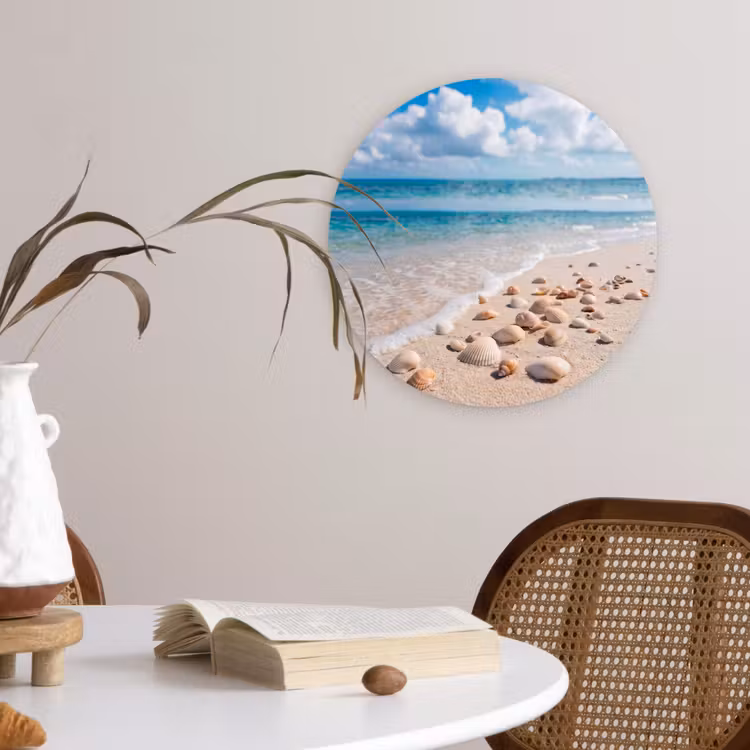 Schelpen - Strand - Natuur - Beige Wandcirkel kunststof plaat 5mm dik klein -sfeer4