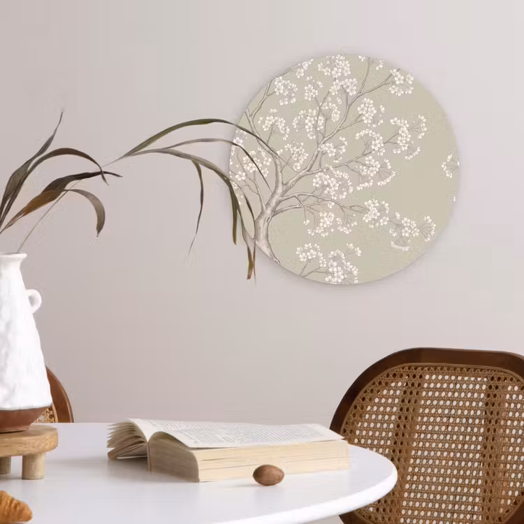Sereen - Bloesem - Wit Wandcirkel kunststof plaat 5mm dik klein -sfeer4
