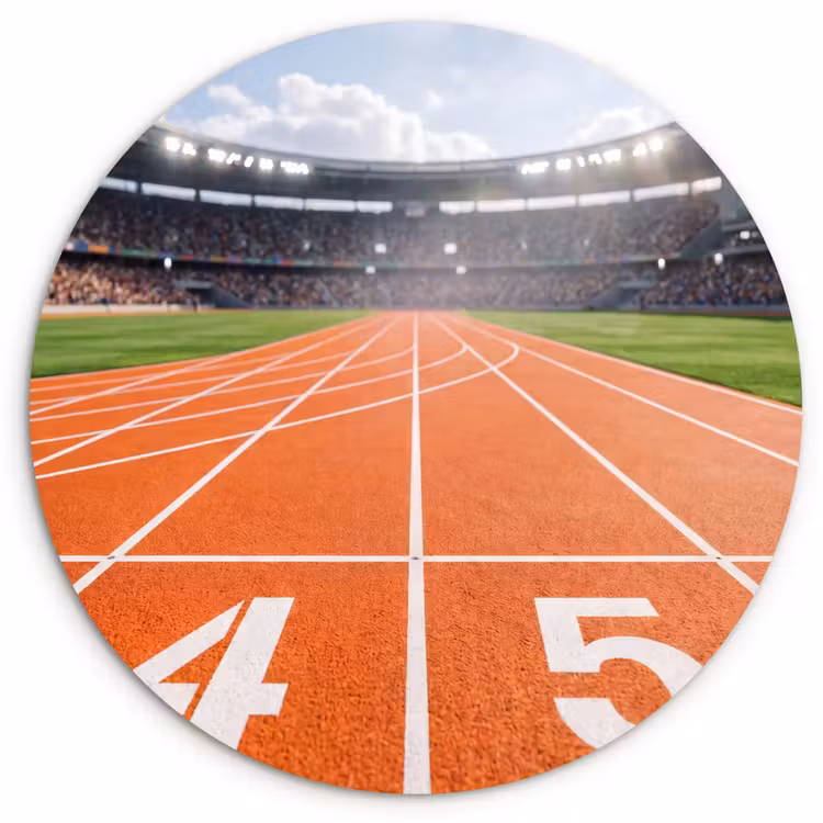 Sintelbaan - Stadion - Sport -Oranje Wandcirkel kunststof plaat 5mm dik klein -3d