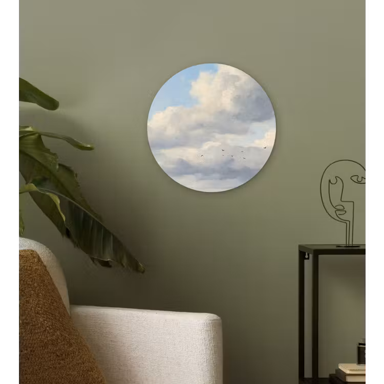 Lucht - Wolken - Natuur - Klassiek - Blauw Wandcirkel kunststof plaat 5mm dik klein -sfeer3