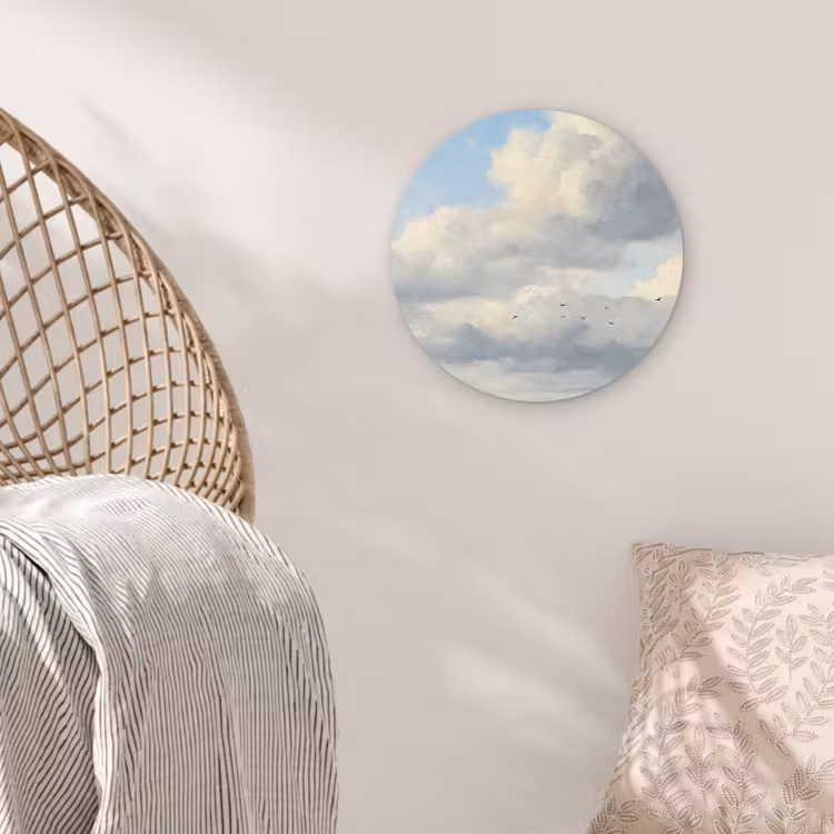 Lucht - Wolken - Natuur - Klassiek - Blauw Wandcirkel kunststof plaat 5mm dik klein -sfeer5