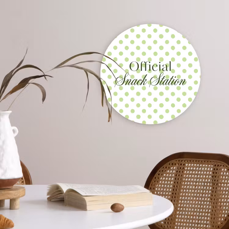 Snack Station - Groen - Stippen Wandcirkel kunststof plaat 5mm dik klein -sfeer4