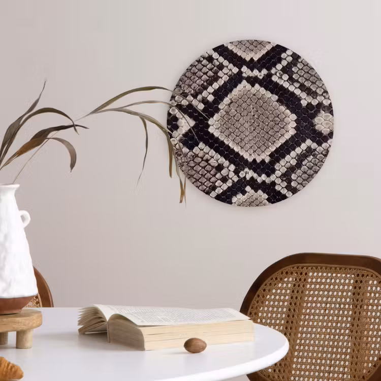 Slangenleer - Patroon - Beige Wandcirkel kunststof plaat 5mm dik klein -sfeer4