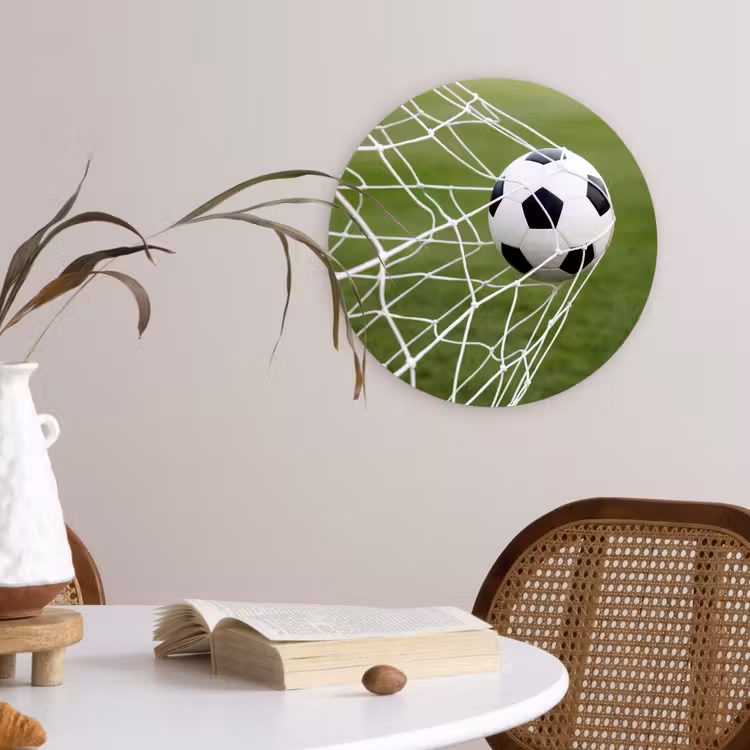 Voetbal - Goal - Net - Sport Wandcirkel kunststof plaat 5mm dik klein -sfeer4