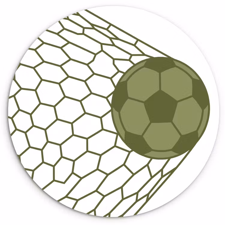 Voetbal - Goal - Sport - Groen Wandcirkel kunststof plaat 5mm dik klein -3d