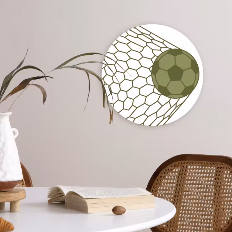 Voetbal - Goal - Sport - Groen Wandcirkel kunststof plaat 5mm dik klein -sfeer4