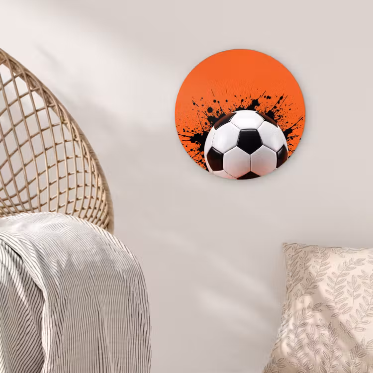 Voetbal - Verf - Sport - Oranje Wandcirkel kunststof plaat 5mm dik klein -sfeer5