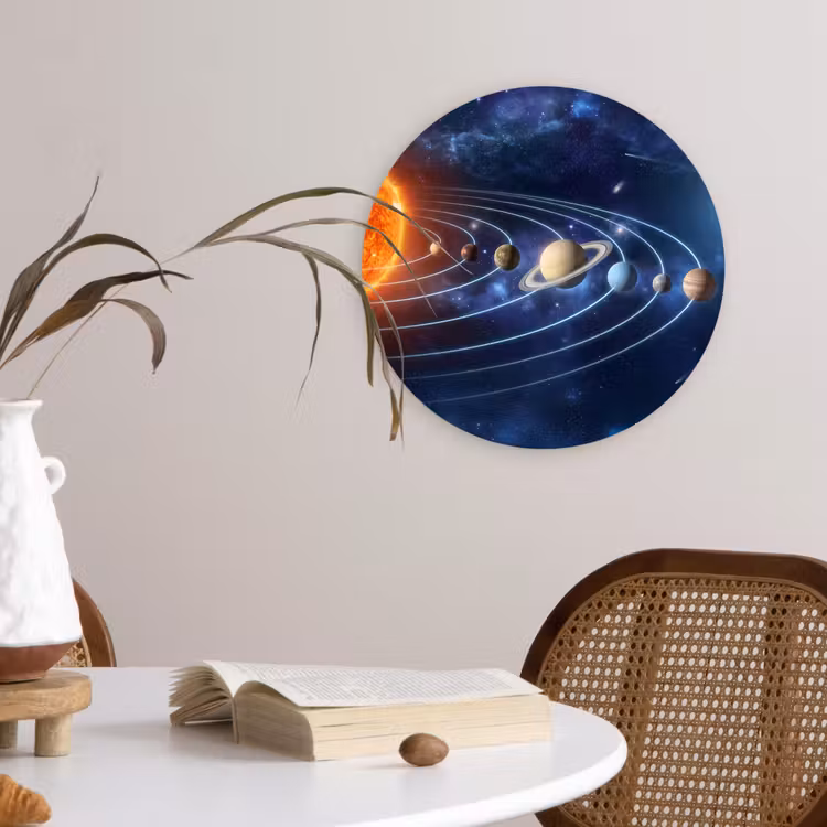 Ruimte - Zonnestelsel - Blauw Wandcirkel kunststof plaat 5mm dik klein -sfeer4