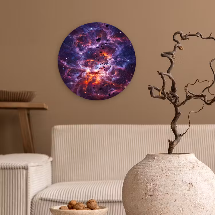 Space - Stars - Abstract - Colorful Wandcirkel kunststof plaat 5mm dik klein -sfeer1