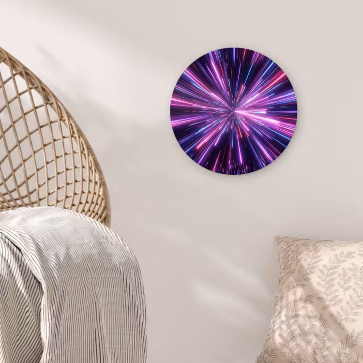Lichtsnelheid - Ruimte - Roze - Paars Wandcirkel kunststof plaat 5mm dik klein -sfeer5