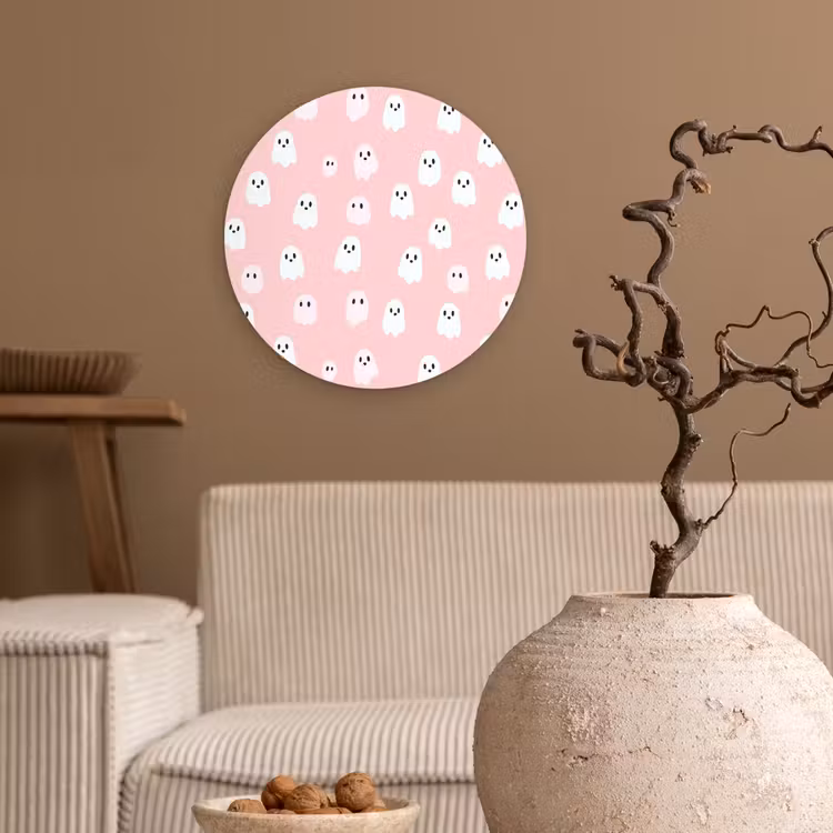 Spookjes - Patroon - Roze Wandcirkel kunststof plaat 5mm dik klein 188 -sfeer1
