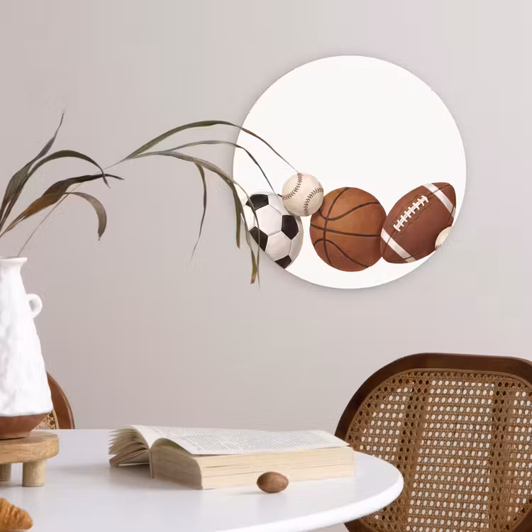 Sport - Ballen - Illustratie Wandcirkel kunststof plaat 5mm dik klein -sfeer4