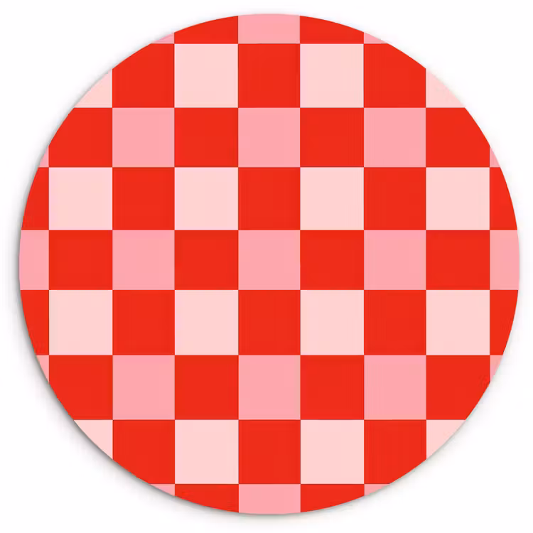Vierkant - Klassiek - Rood Wandcirkel kunststof plaat 5mm dik klein 188 -3d