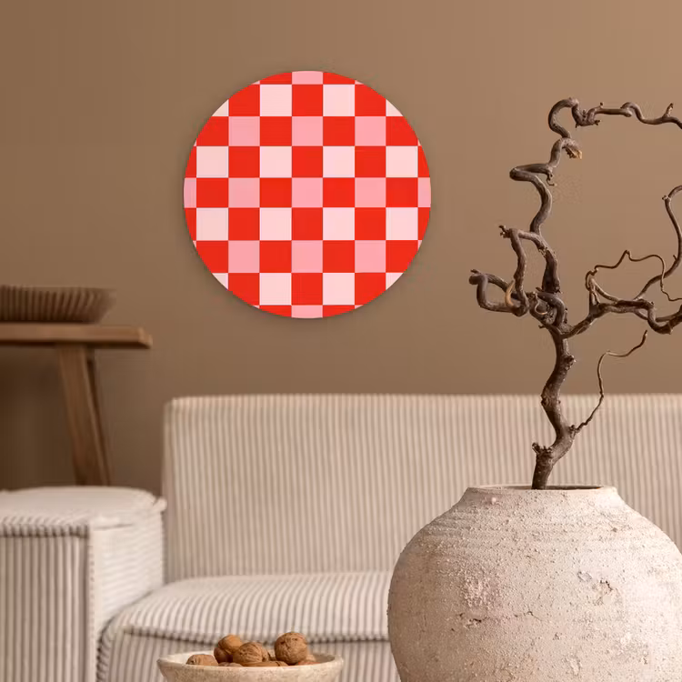 Vierkant - Klassiek - Rood Wandcirkel kunststof plaat 5mm dik klein 188 -sfeer1