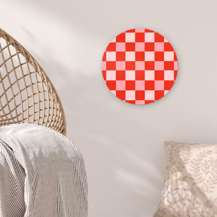 Vierkant - Klassiek - Rood Wandcirkel kunststof plaat 5mm dik klein 188 -sfeer5