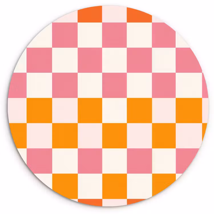 Vierkant - Patroon - Oranje Wandcirkel kunststof plaat 5mm dik klein 188 -3d