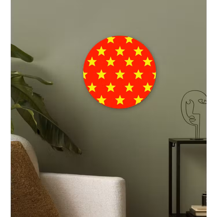 Ster - Patroon - Geel Wandcirkel kunststof plaat 5mm dik klein 188 -sfeer3