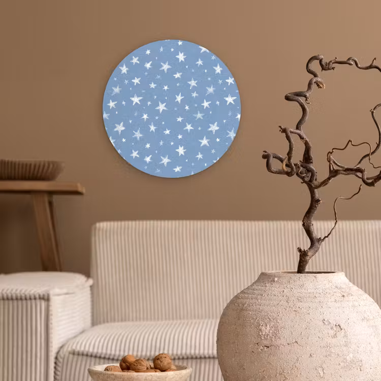 Sterretjes - Patroon - Blauw Wandcirkel kunststof plaat 5mm dik klein 188 -sfeer1