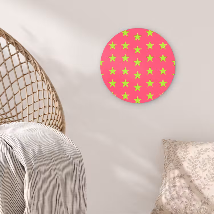 Sterren - Patroon - Roze Wandcirkel kunststof plaat 5mm dik klein 188 -sfeer5