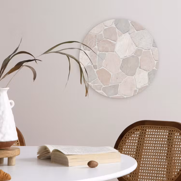 Steen - Patroon - Textuur - Beige Wandcirkel kunststof plaat 5mm dik klein -sfeer4